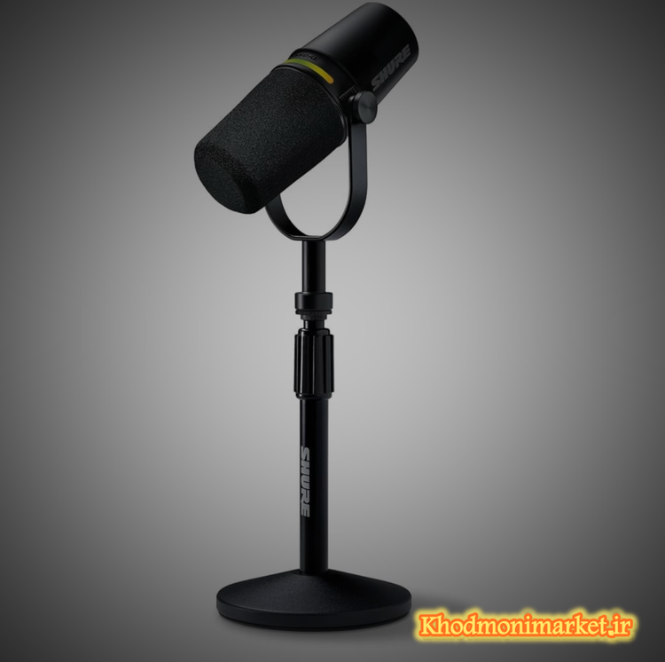 میکروفون داینامیک شور مدل Shure MV7+ بسته پادکست کیت (Podcast Kit) با پایه رومیزی، خروجی USB و XLR