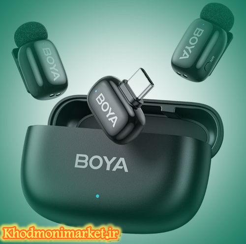 میکروفون بیسیم BOYA mini 2 دو نفره USB-C با حذف نویز AI و کیس شارژ